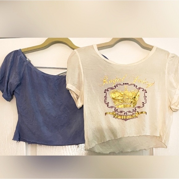 Y2K BUNDLE Crop Tops Juicy Graphic and blue Crop Tops women’s tops Small - Picture 1 of 11